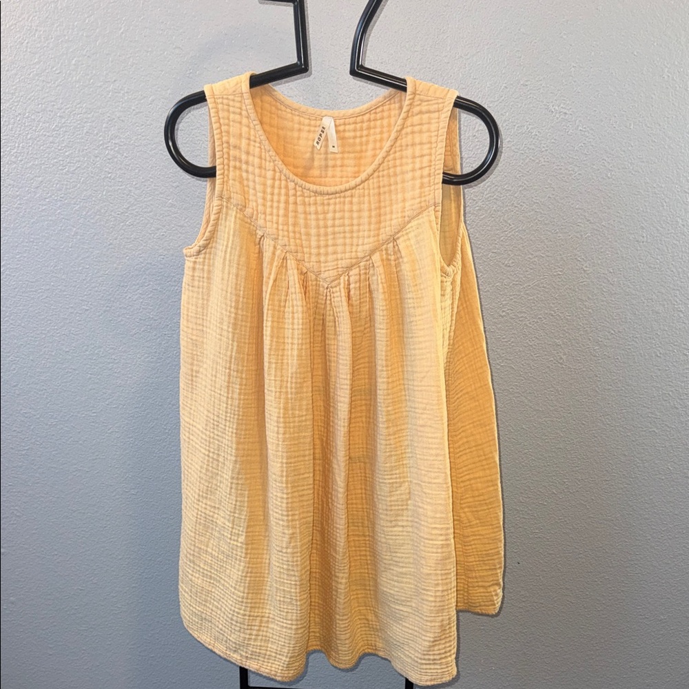 Roper Light Yellow Sleeveless Cotton Gauze Tank Dress- Women